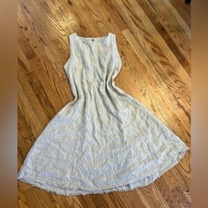 Cosmo Raw hem Dress Womens Beige Natural Linen Made In Italy Minamilist S b7